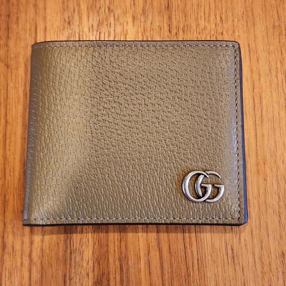 Brand New Gucci Men's Leather GG Logo Bi fold Wallet Green - Picture 5 of 11